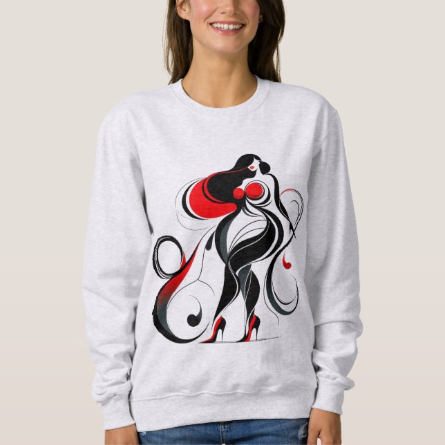 Curvy Abstrakte Silhouette Art Sweatshirt (Vorderseite)