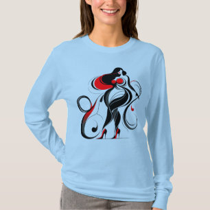 Curvy Abstrakte Silhouette Art T-Shirt