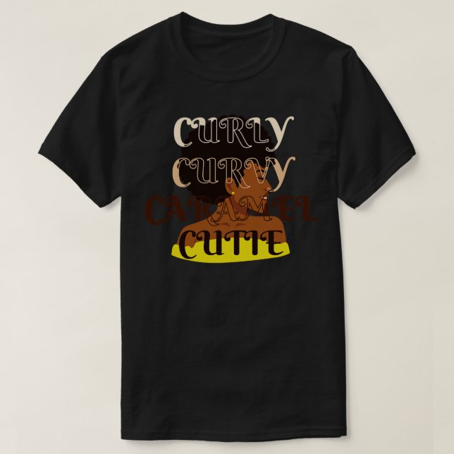 Curvy Amel Süsse Natural Hair African Queen T-Shirt (Design vorne)