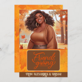 Curvy Black Friendsgiving-Kartenhalter Einladung