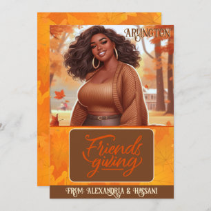Curvy Black Friendsgiving-Kartenhalter Einladung