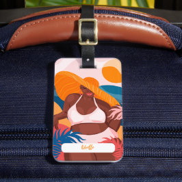 Curvy Black Woman, Beach Vacation Ready Gepäckanhänger
