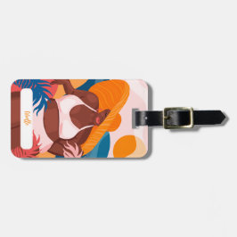 Curvy Black Woman, Beach Vacation Ready Gepäckanhänger