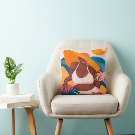 Curvy Black Woman, Beach Vacation Ready Kissen