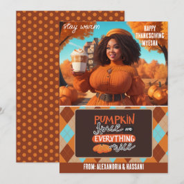 Curvy Black Woman Pumpkin Spice Kartenhalter Einladung
