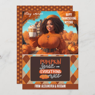 Curvy Black Woman Pumpkin Spice Kartenhalter Einladung