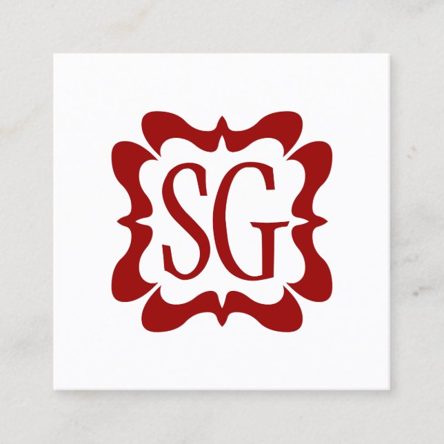 Curvy Box 02 - Initials - Ruby Red Quadratische Visitenkarte (Vorderseite)