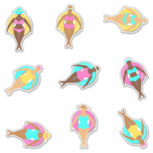 Curvy Ethnic Girls im Schwimmbad Flores Aufkleber