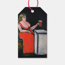 Curvy-Frau mit einer Tasse Bier Geschenkanhänger