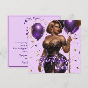 Curvy Glam Afroamerikanerin Lila Geburtstag Karte