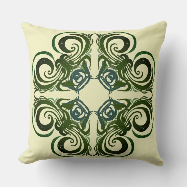 Curvy Green Retro Kissen (Vorderseite)