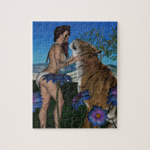CURVY LADY & TIGER FANTASY JIGSAW PUZZLE