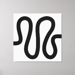 Curvy Line 01a - Schwarz auf Weiß Leinwanddruck