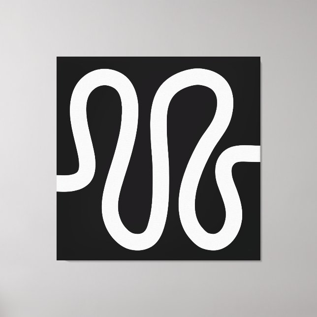 Curvy Line 01a - Weiß auf Schwarz Leinwanddruck (Vorderseite)