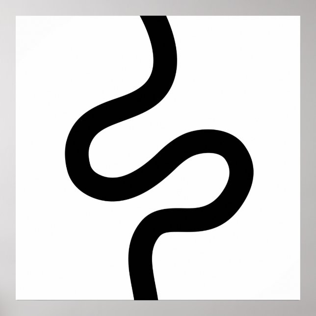 Curvy Line 02 - Schwarz auf Weiß Poster (Vorne)