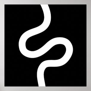 Curvy Line 02 - Weiß auf Schwarz Poster