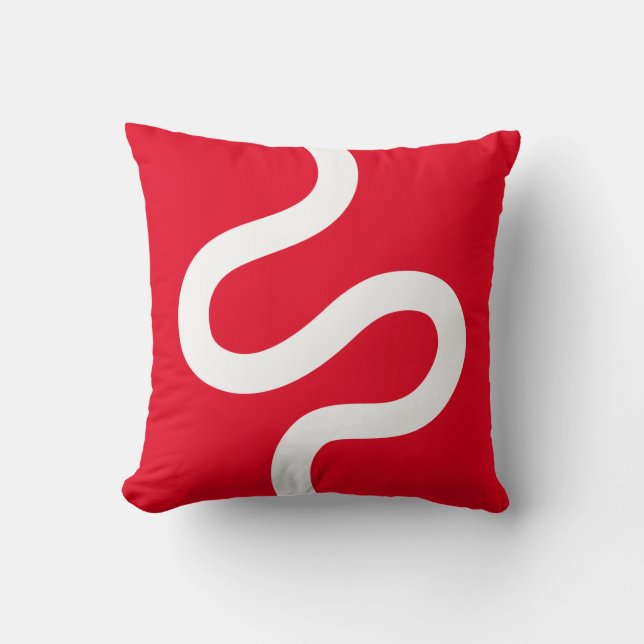 Curvy Line 02 - White on Red Kissen (Vorderseite)