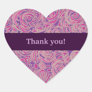 Curvy Lines Batik Pink Heart Sticker