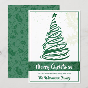 Curvy Lines Weihnachtsbaum Holly Leaf Green Feiertagskarte
