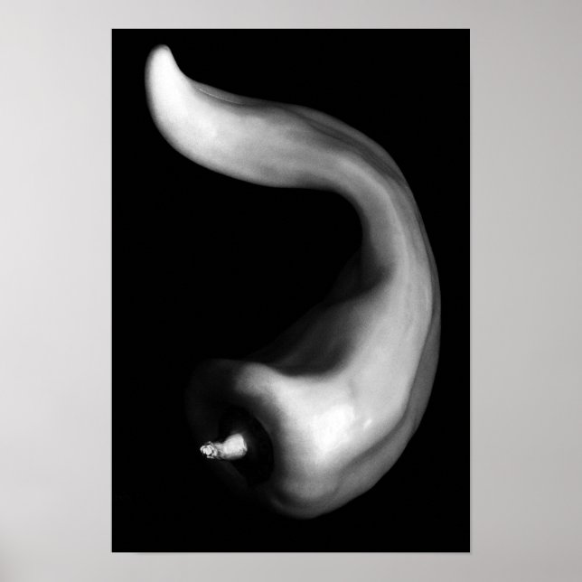 Curvy Pepper Nah Schwarzweißfotografie Poster (Vorne)