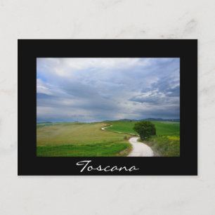 Curvy Road in der Toskana schwarze Postkarte