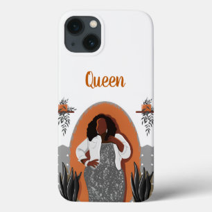 Curvy, Schwarze Frau, Hauspflanzen, Orange & Grau Case-Mate iPhone Hülle