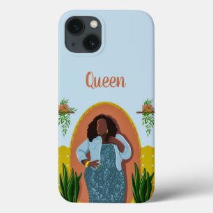Curvy, Schwarze Frau, Hauspflanzen, Senf & Blau Case-Mate iPhone Hülle
