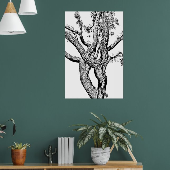Curvy Tree in Schwarz-Weiß-Poster Art Poster (Wohnzimmer 1)