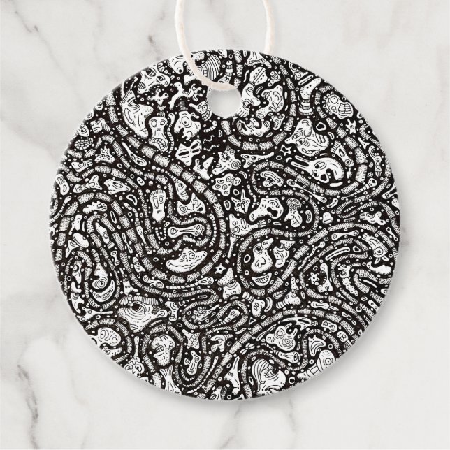 Curvy Twisty Cartoon Weird Faces Design Geschenkanhänger (Vorderseite)