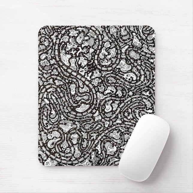 Curvy Twisty Cartoon Weird Faces Design Mousepad (Mit Mouse)