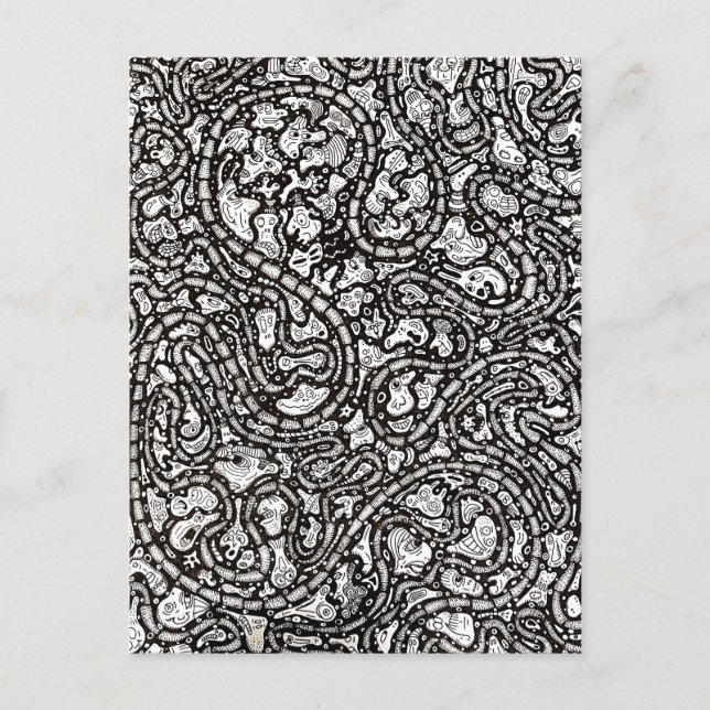 Curvy Twisty Cartoon Weird Faces Design Postkarte (Vorderseite)