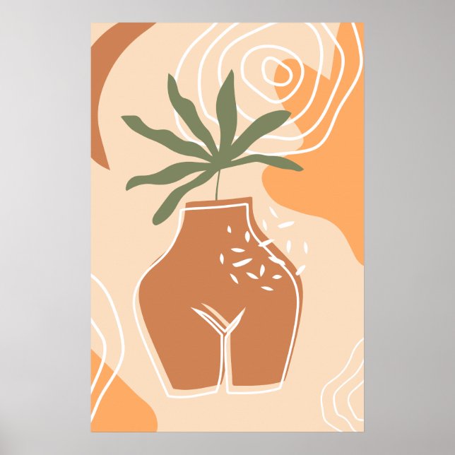 Curvy Vase Abstrakt Boho Art Print Poster (Vorne)