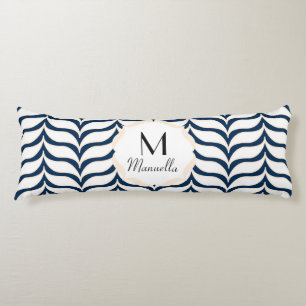 Curvy White Tan Chevrons Mit Monogramm Seitenschläferkissen