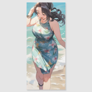 Curvy Woman on Beach Magnetkarte