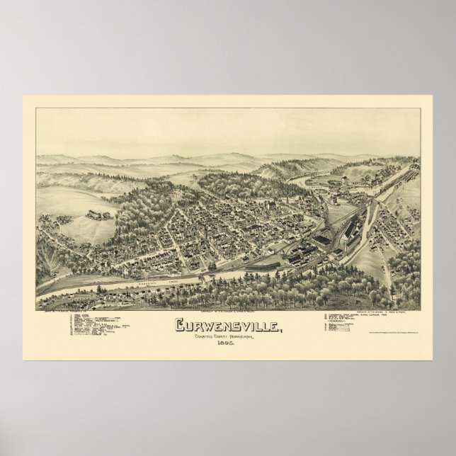 Curwensville, PA - Panoramakarte - 1895 Poster (Vorne)