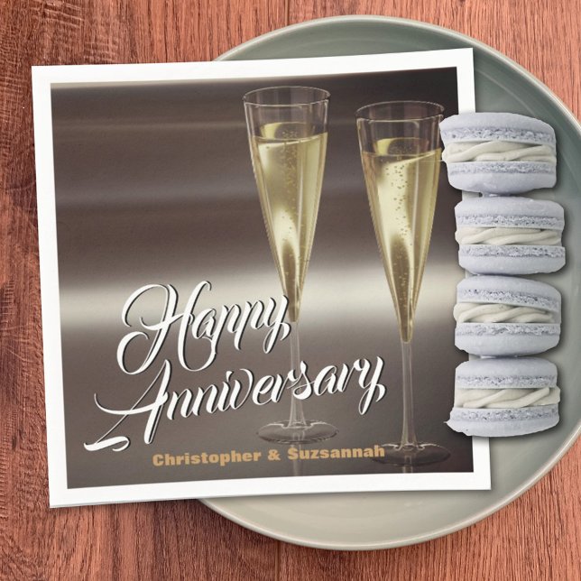 Cus Champagne Glasses Custom Happy Anniversary Serviette (Von Creator hochgeladen)