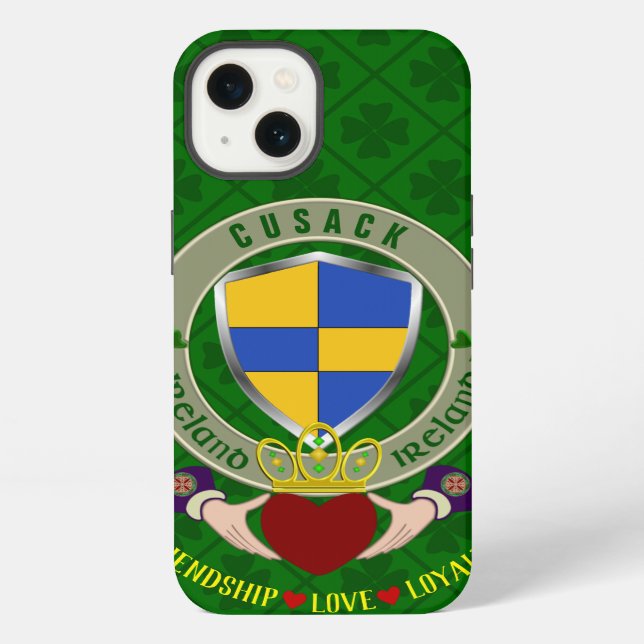 Cusack Irischer Schild & Claddagh Personalisiert   iPhone Hülle (Rückseite)