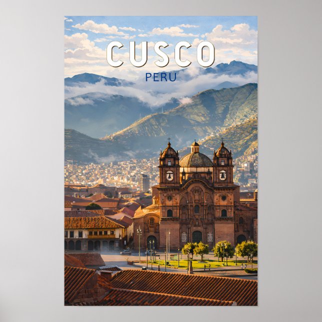 Cusco Peru Illustration Reise Kunst Vintage Poster (Vorne)
