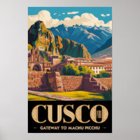 Cusco Peru Illustration Reise Kunst Vintage