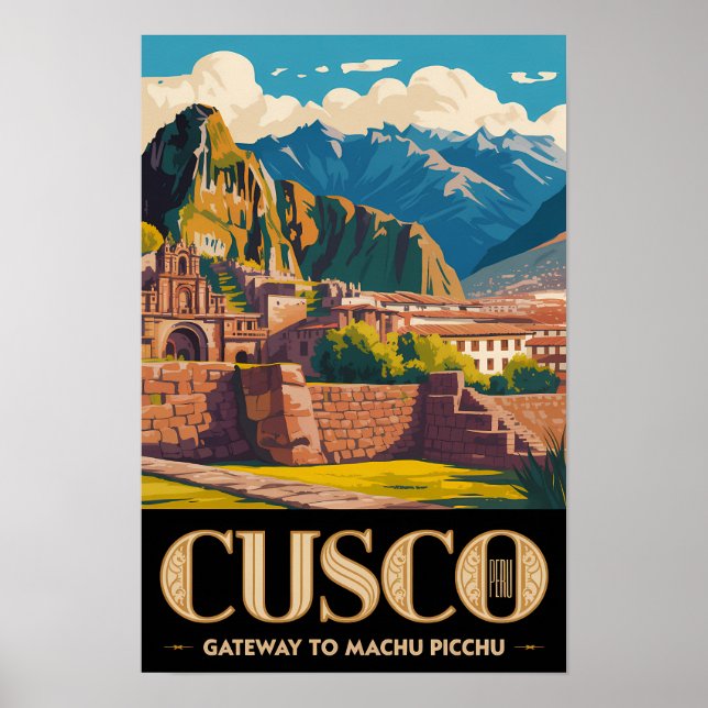 Cusco Peru Illustration Reise Kunst Vintage Poster (Vorne)