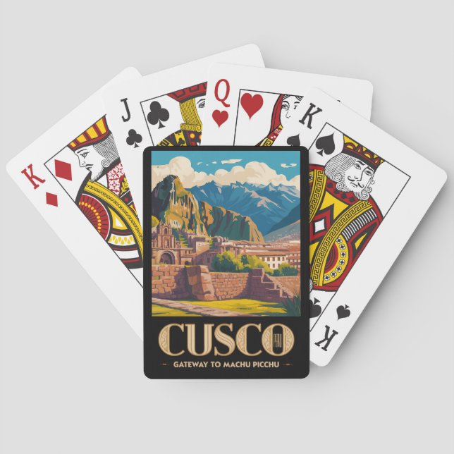 Cusco Peru Illustration Reise Kunst Vintage Spielkarten (Rückseite)