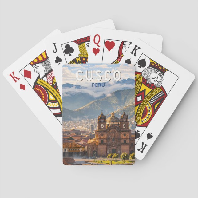 Cusco Peru Illustration Reise Kunst Vintage Spielkarten (Rückseite)
