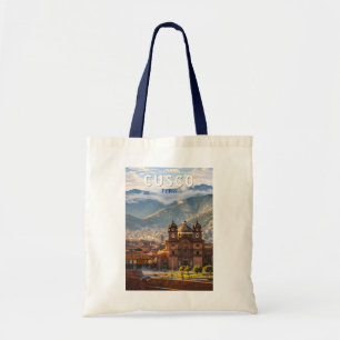 Cusco Peru Illustration Reise Kunst Vintage Tragetasche