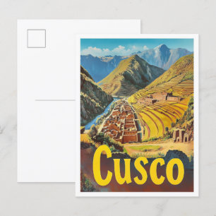 Cusco Peru Kunstvoll wandern im Vintage Postkarte