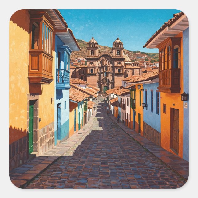 Cusco Peru Travel Quadratischer Aufkleber (Vorderseite)