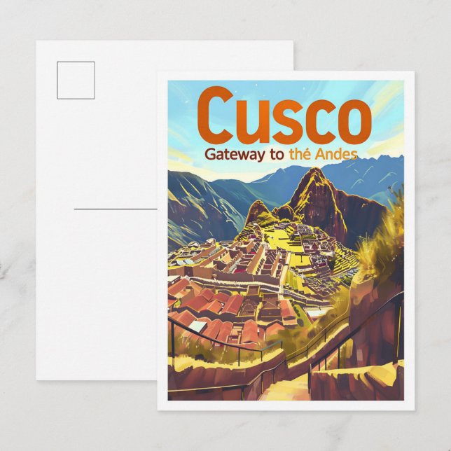 Cusco Peru Vintage Kunst Postkarte (Vorne/Hinten)