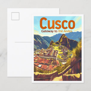 Cusco Peru Vintage-Kunst-Reiseillustration Postkarte
