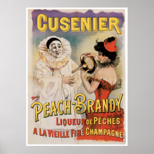 Cusenier Peach Brandy Vintag Wine und Kunst, Dicht Poster