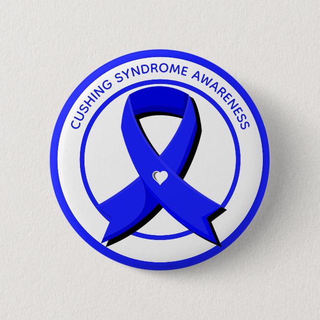 Cushing Syndrome Awareness Blue Ribbon Button (Vorderseite)