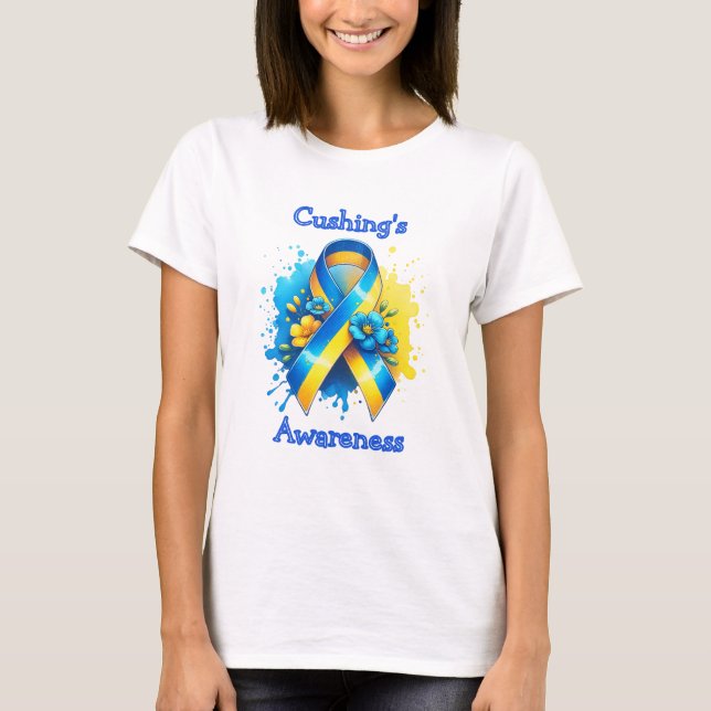 Cushing's Awareness Yellow and Blue Ribbon T-Shirt (Vorderseite)